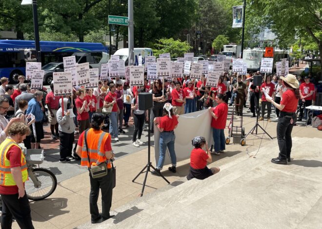 MIT grad students rally on commencement day, Harvard students picket